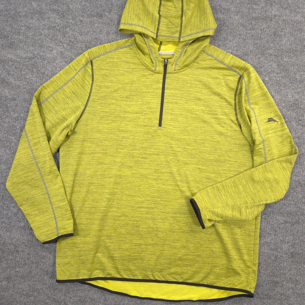 Tommy Bahama IslandZone Hoodie Mens XXL Lime Green Heather 1/4 Zip Performance